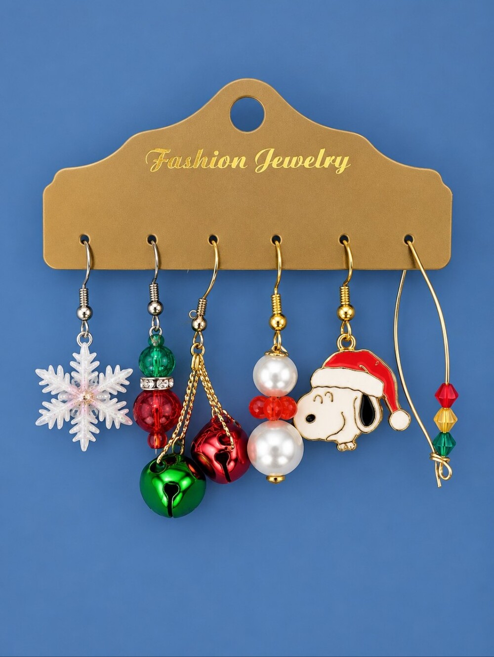Vintage Six Single Holiday Snoopy Christmas Earring Set